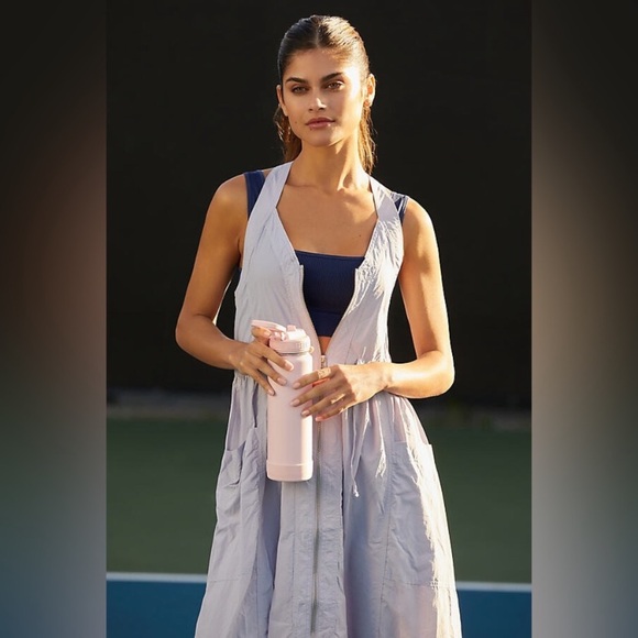 NWT Daily Practice Anthropologie Free Fall Utility Dress in lilac parachute zip - Picture 8 of 10